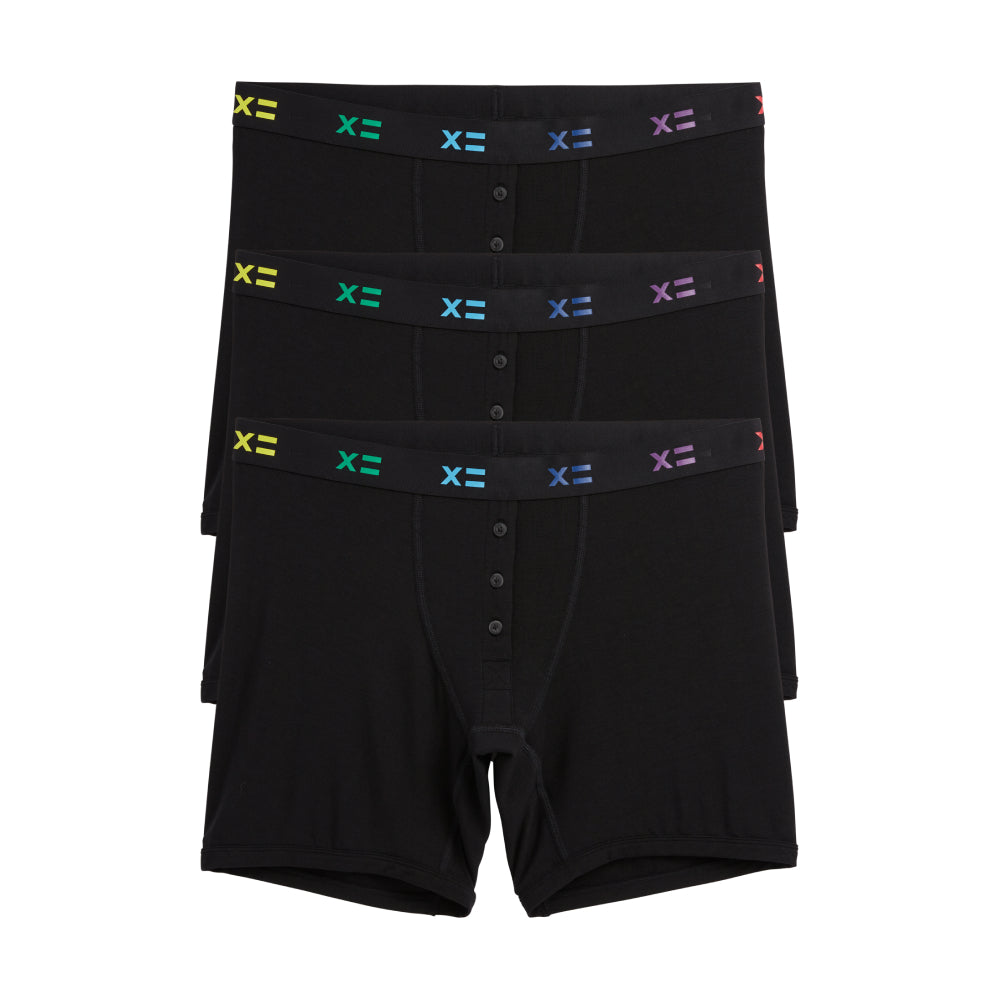 6" Fly Boxer Briefs 3-Pack - TENCEL™ Modal Black X= Rainbow