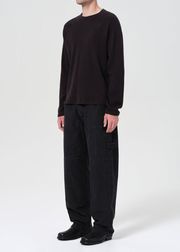 Payson Waffle Tee in Black