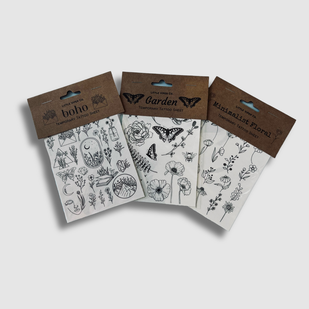 little viper temporary tattoo sheets (3-pack)