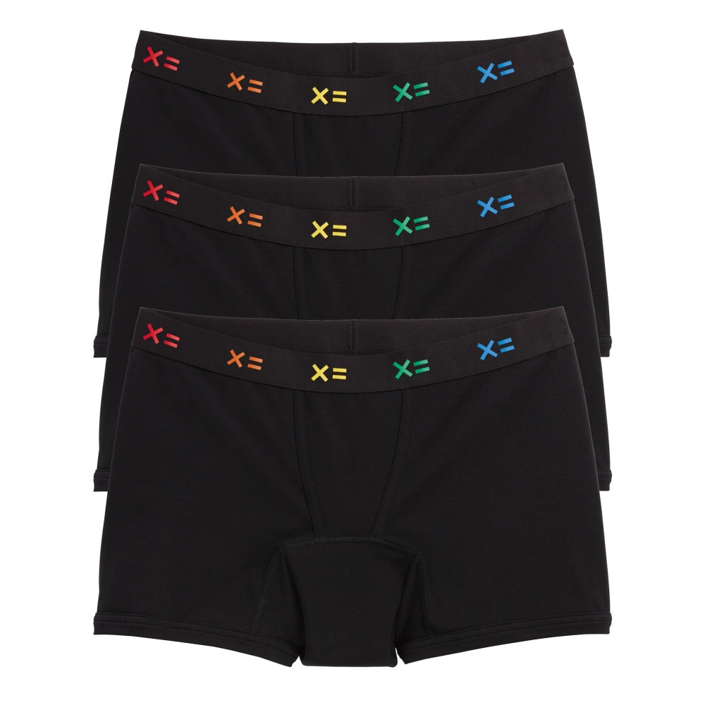 First Line Period 4.5" Trunks 3-Pack - Black X= Rainbow