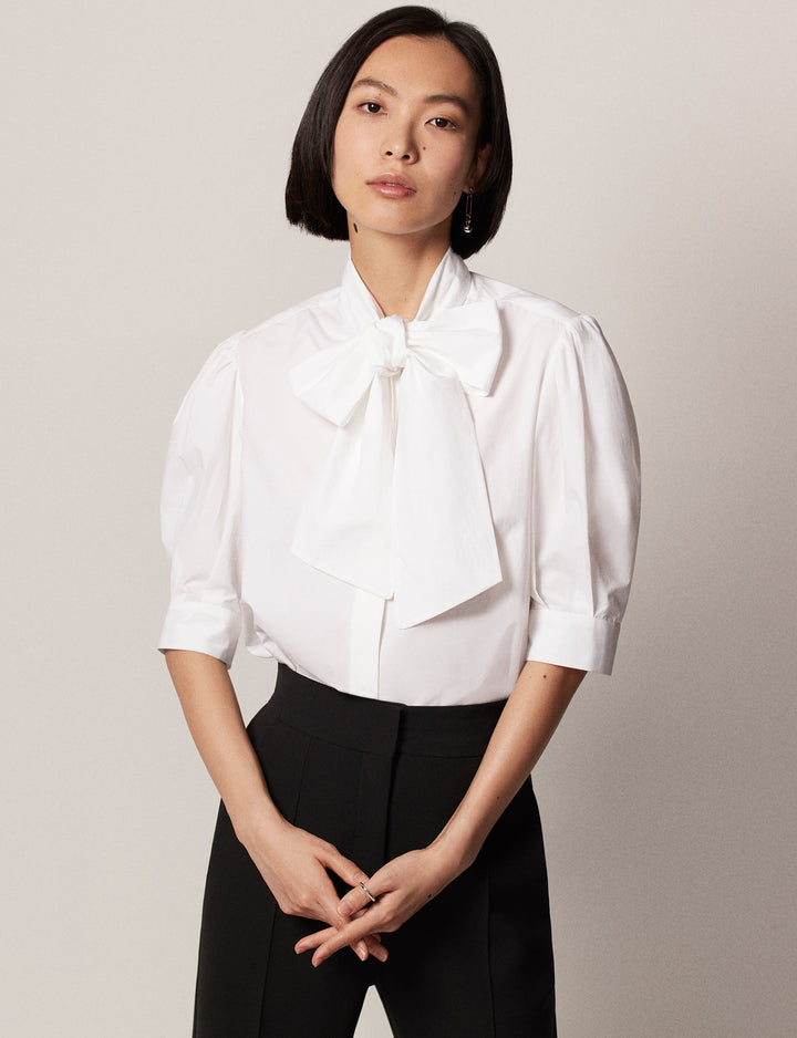 Short Sleeve Exaggerated Bow Blouse - Resale