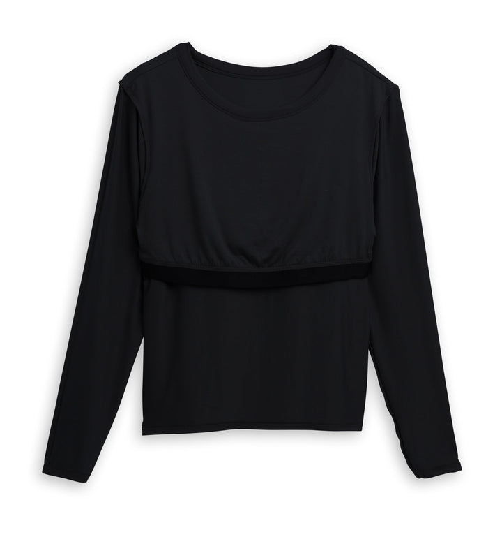 Long Sleeve Bra Top - TENCEL™ Modal Black