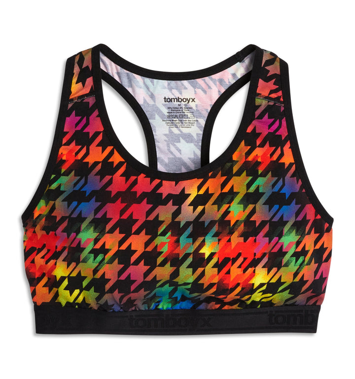 Racerback Soft Bra - Rainbow Houndstooth