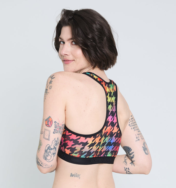 Racerback Soft Bra - Rainbow Houndstooth