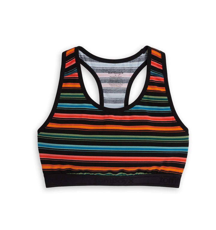 Racerback Sports Bra - Retro Rainbow Stripe