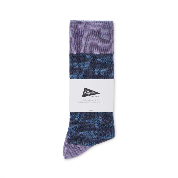 Pilgrim Surf + Supply Merino Wool Pennant Repeat Crew Sock - Blue