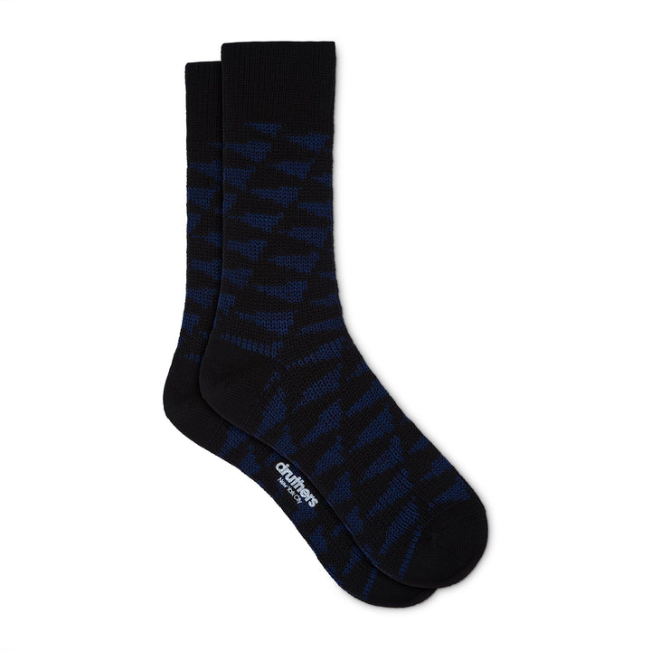Pilgrim Surf + Supply Merino Wool Pennant Repeat Crew Sock - Blue Black