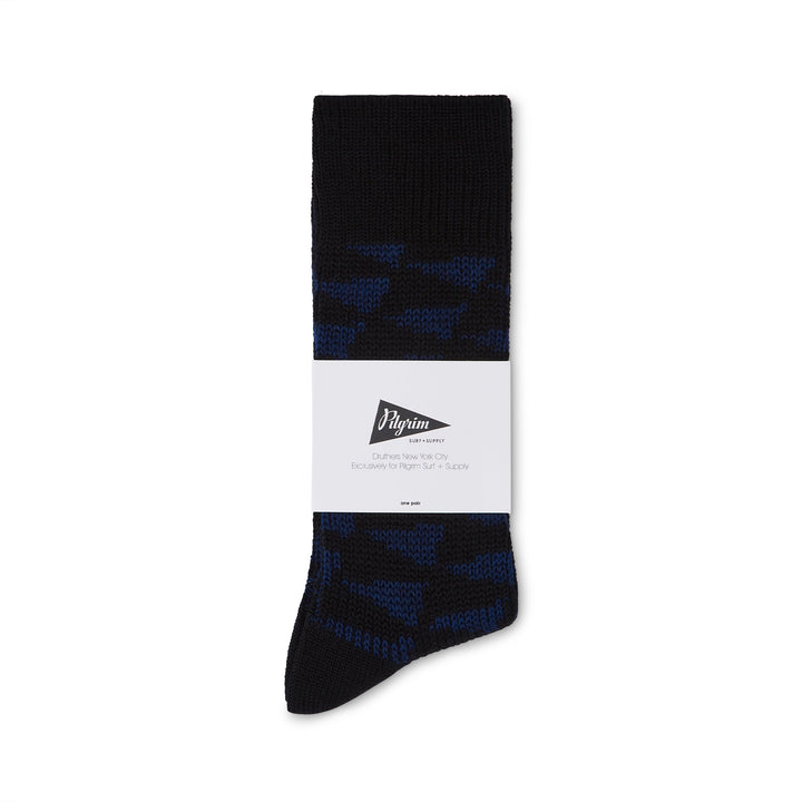 Pilgrim Surf + Supply Merino Wool Pennant Repeat Crew Sock - Blue Black