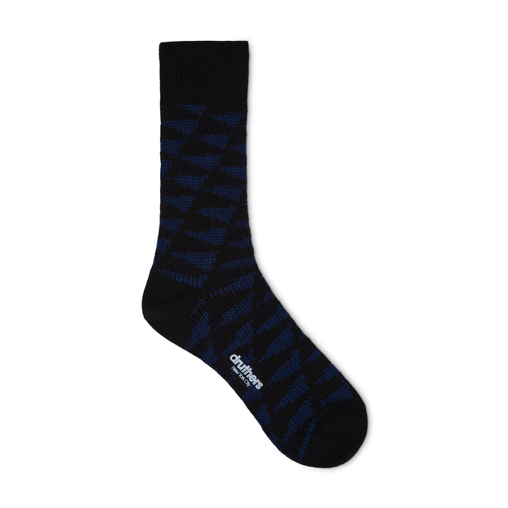 Pilgrim Surf + Supply Merino Wool Pennant Repeat Crew Sock - Blue Black