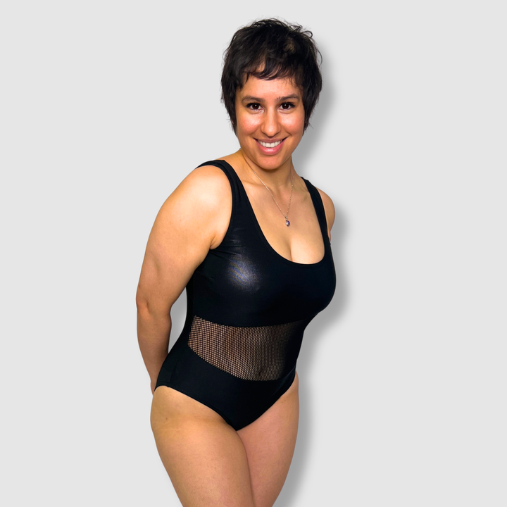 the 'black + mesh' one-piece