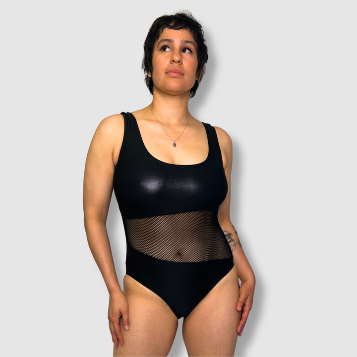 the 'black + mesh' one-piece
