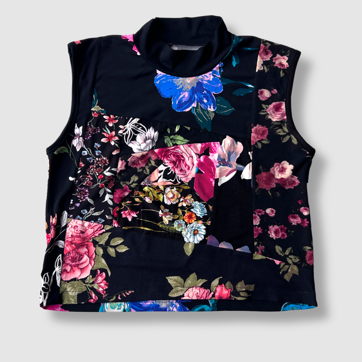 black florals 'all-over reroll' cropped tank top *NEW RELEASE*