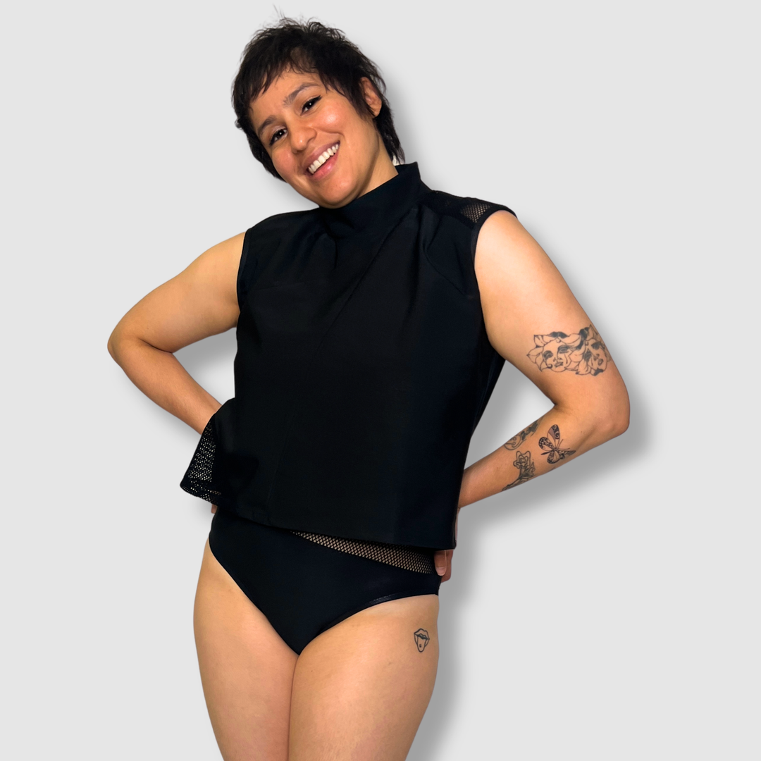 the 'black + mesh' crop top