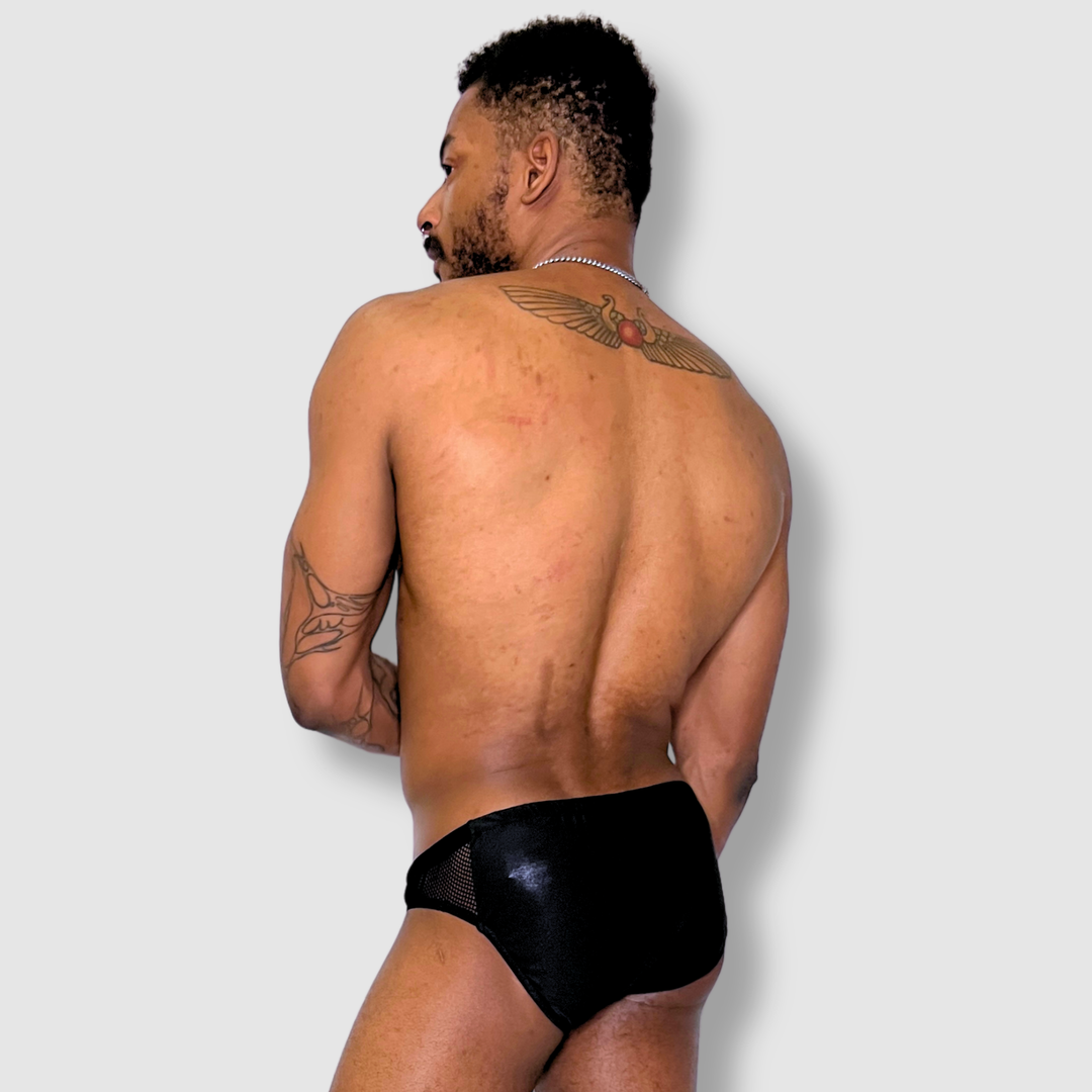 the 'black + mesh' swim brief