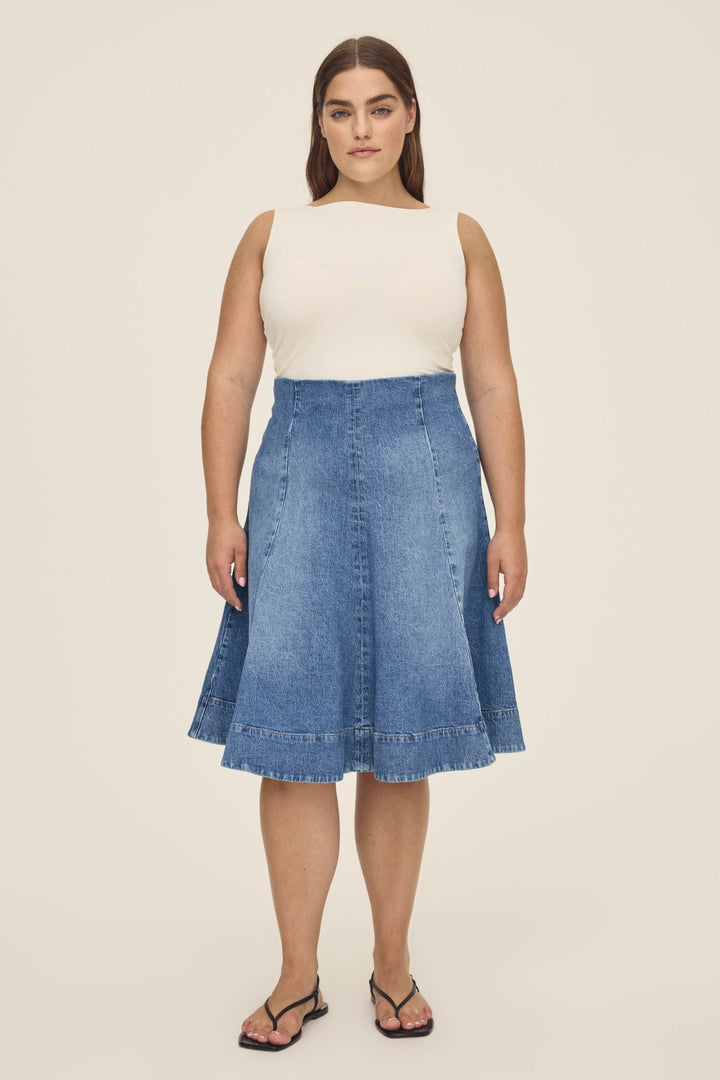 LOS PLUS - DENIM MIDI SKIRT | EVERAFTER