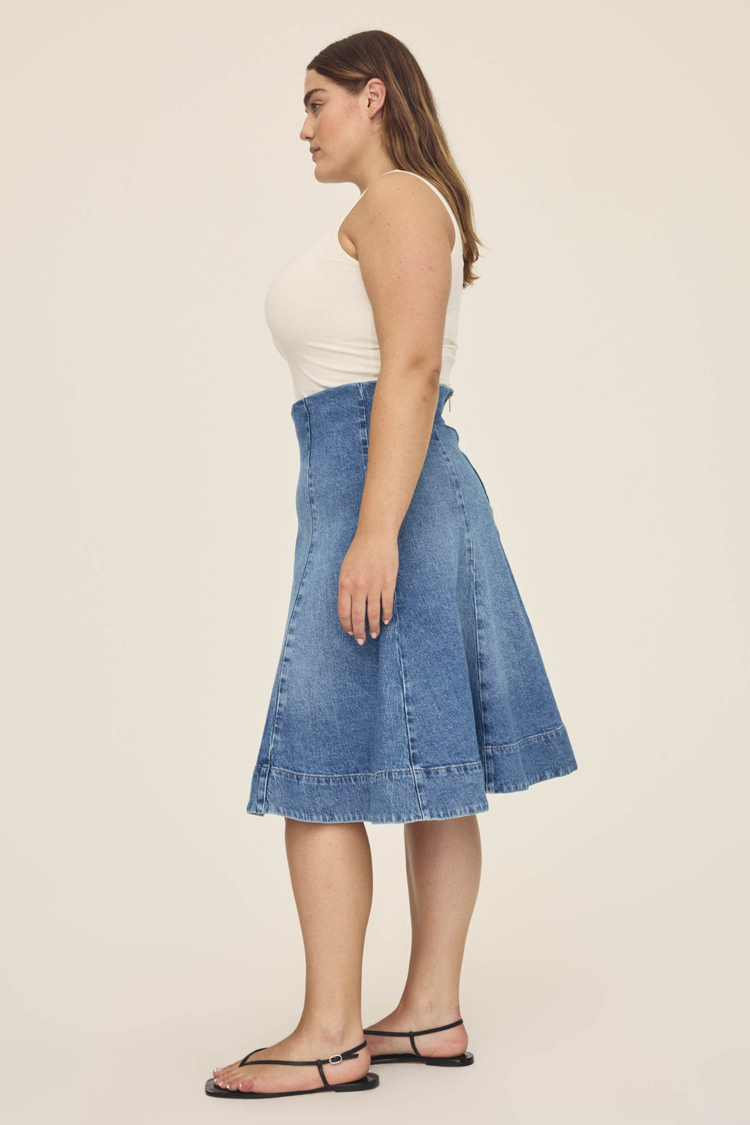 LOS PLUS - DENIM MIDI SKIRT | EVERAFTER