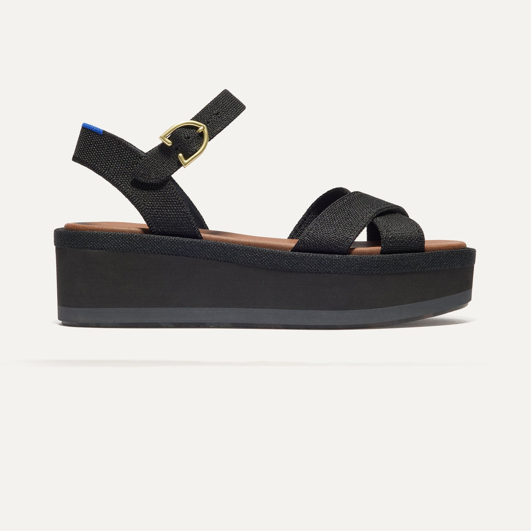 The Criss–Cross Lightweight Wedge Sandal - Black