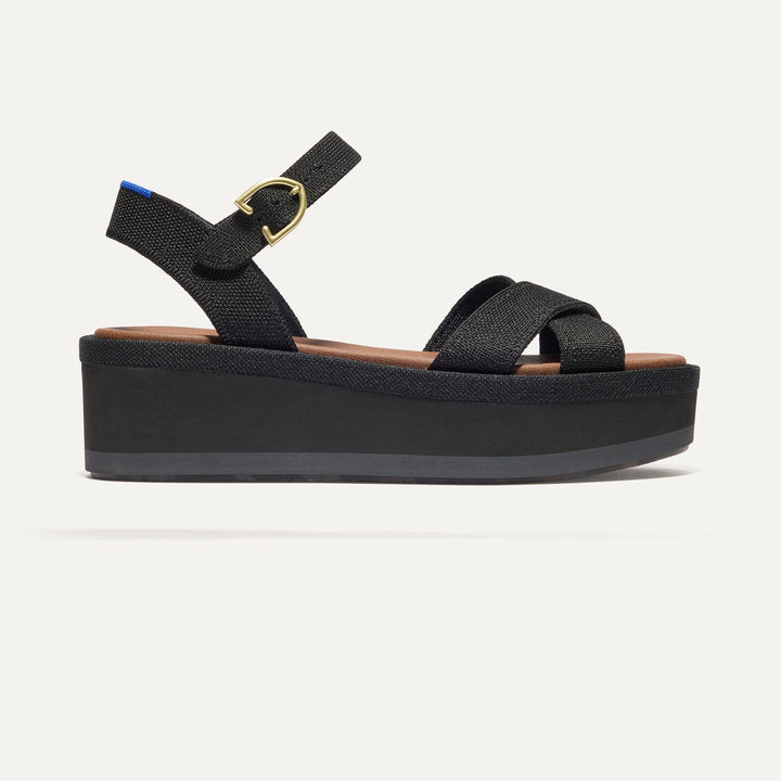 The Criss–Cross Lightweight Wedge Sandal - Black