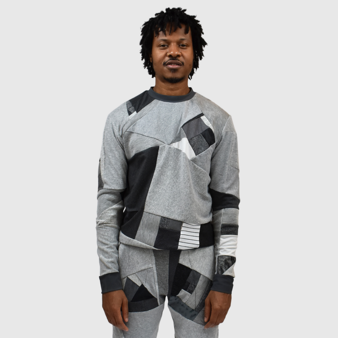 gray 'all-over reroll' sweatshirt