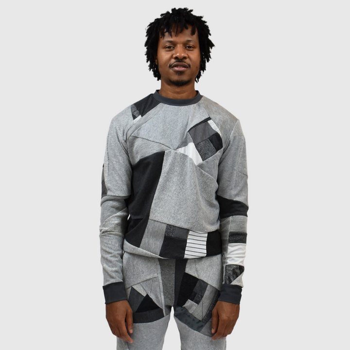 gray 'all-over reroll' sweatshirt