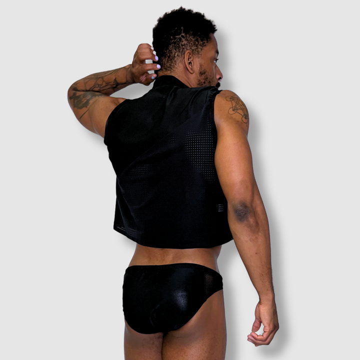 the 'black + mesh' crop top