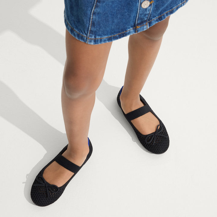 The Kids Bow Mary Jane - Black Mesh