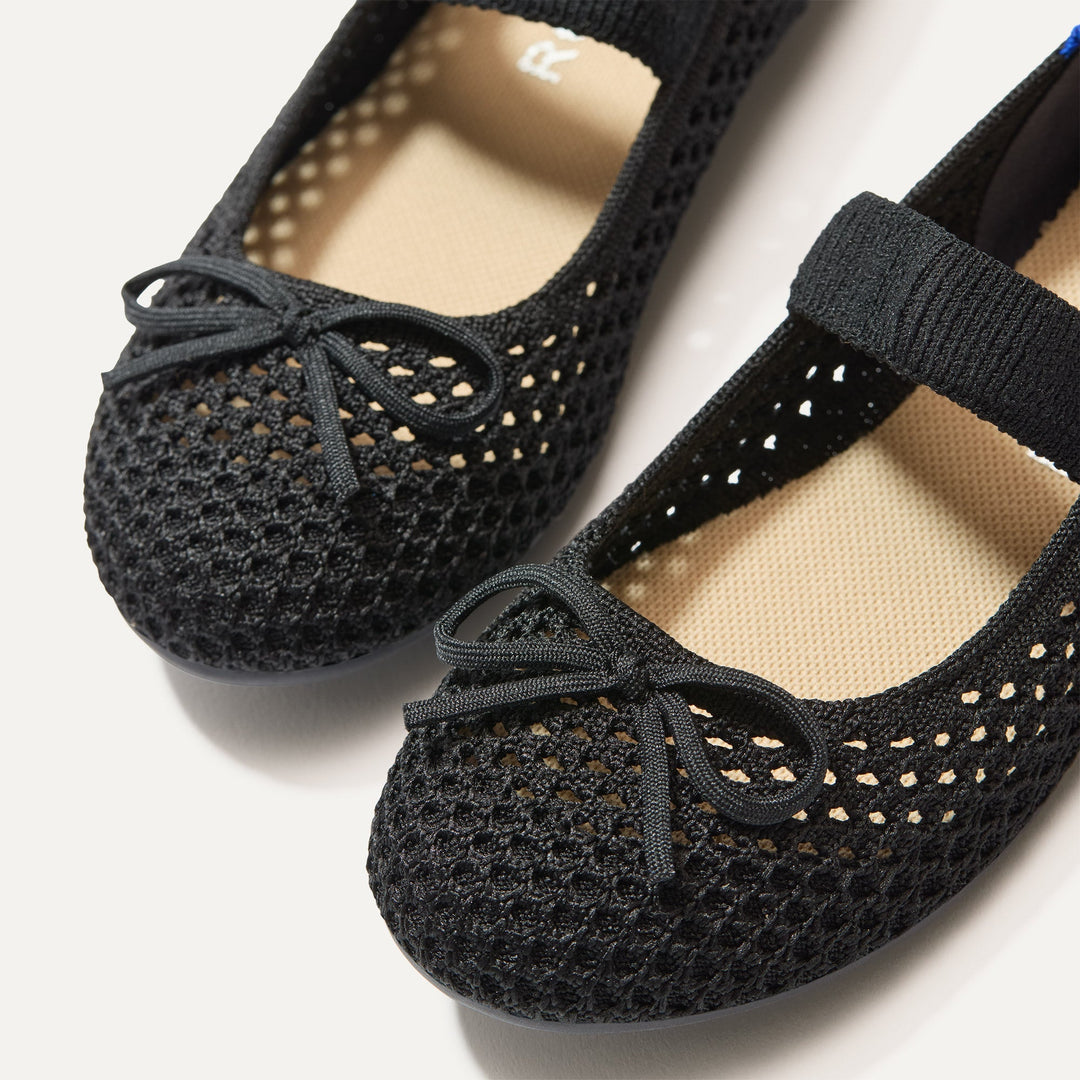 The Kids Bow Mary Jane - Black Mesh