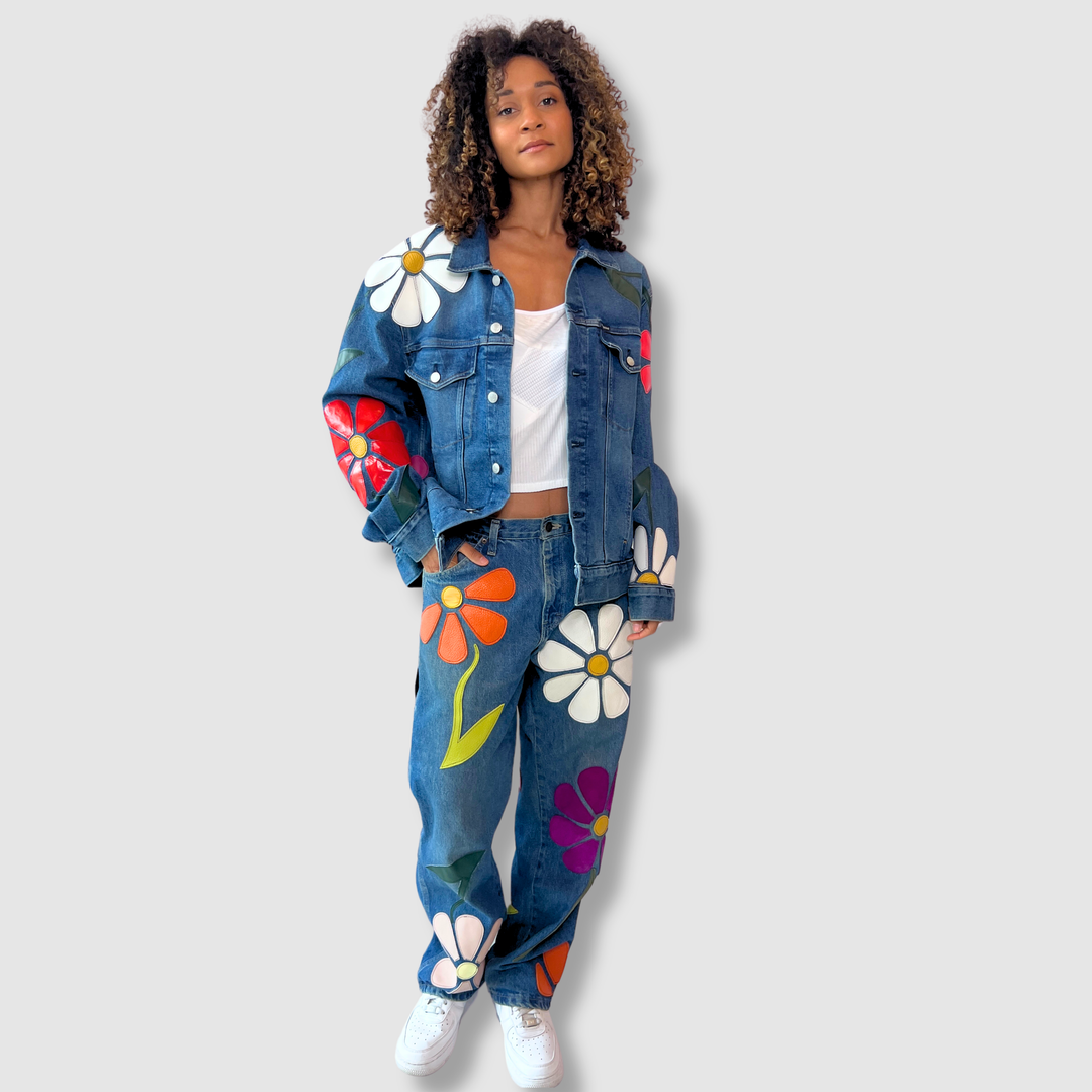 denim 'leather daisies' jeans *NEW RELEASE*
