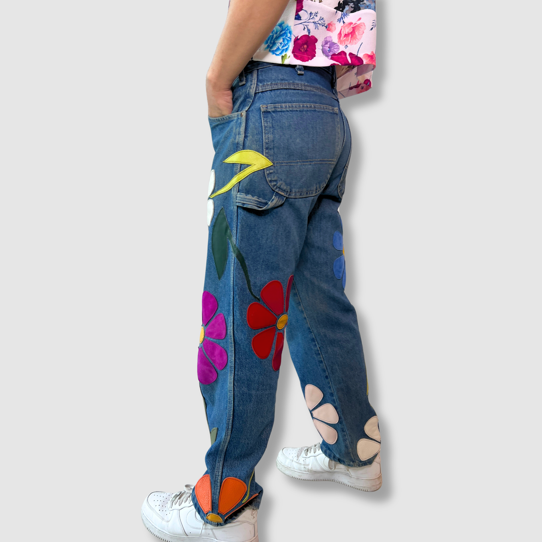 denim 'leather daisies' jeans *NEW RELEASE*