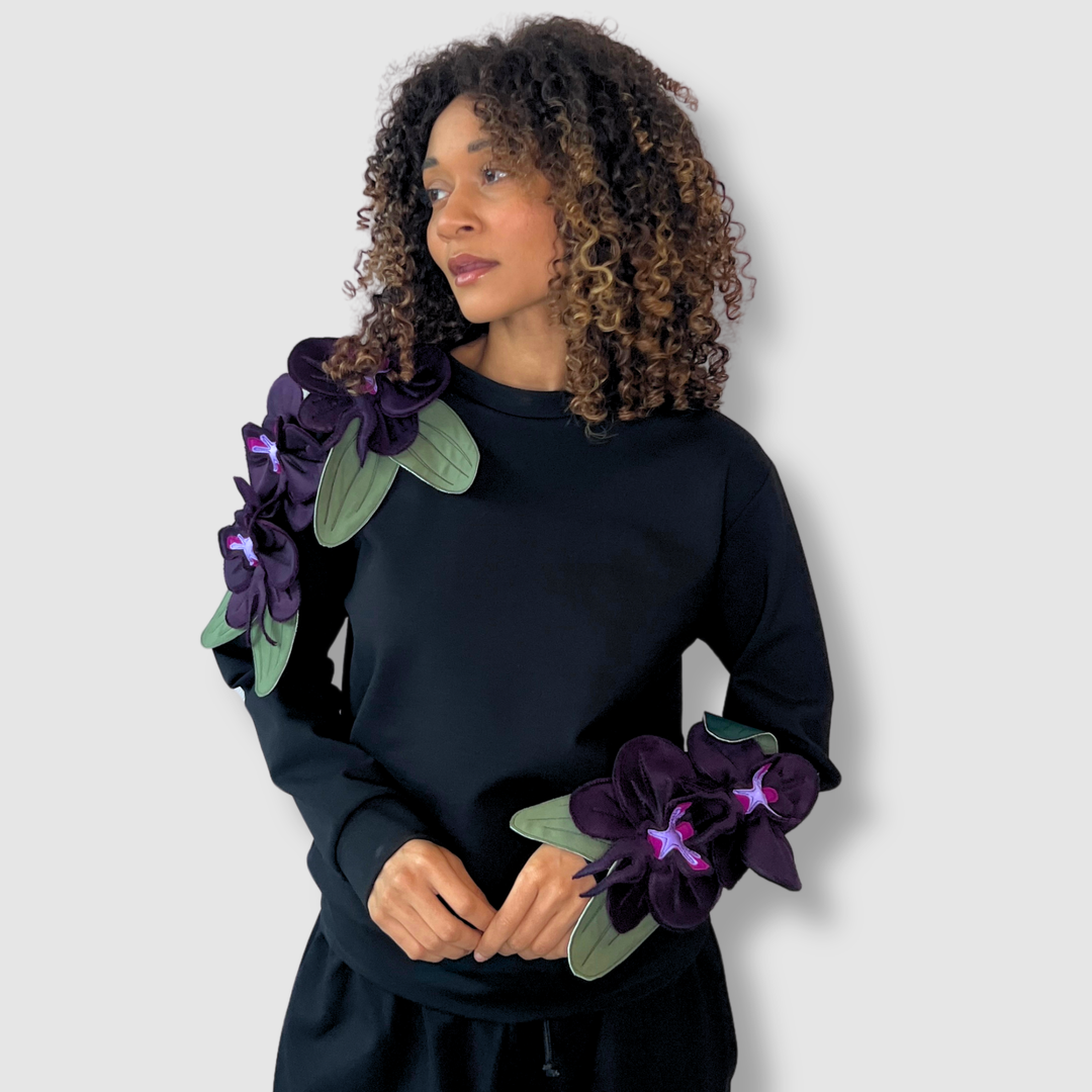 'aubergine orchids' crewneck sweatshirt *NEW RELEASE*