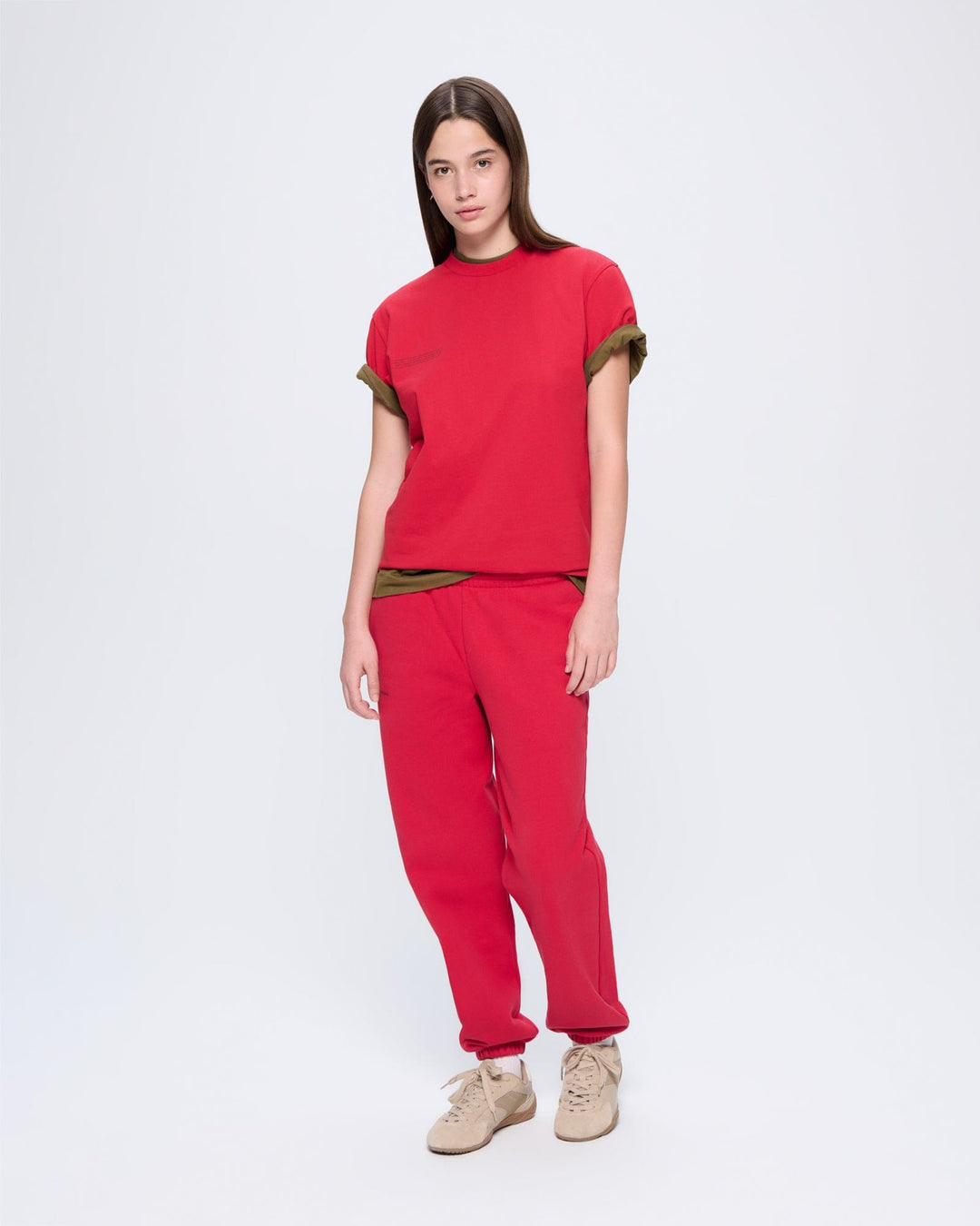 Womens 365 Midweight T-shirt—Goji berry red