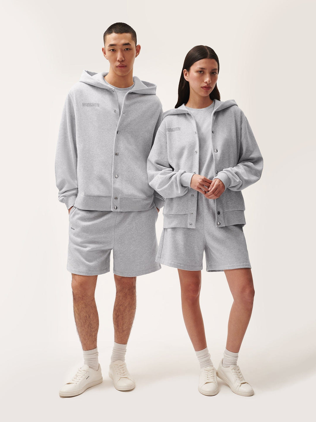 Mens 365 Midweight Snap Button Hoodie—grey marl