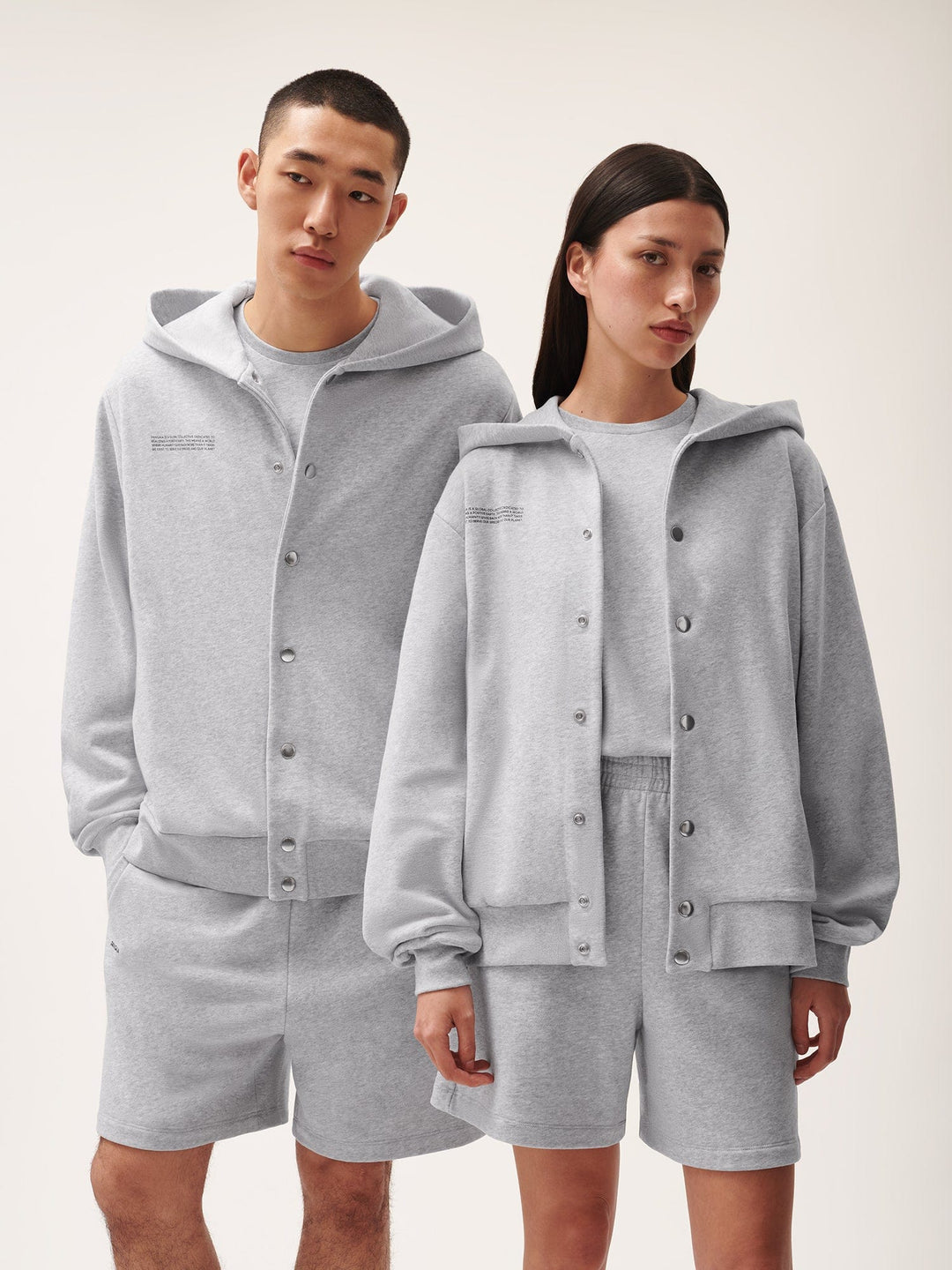Womens 365 Midweight Snap Button Hoodie—grey marl