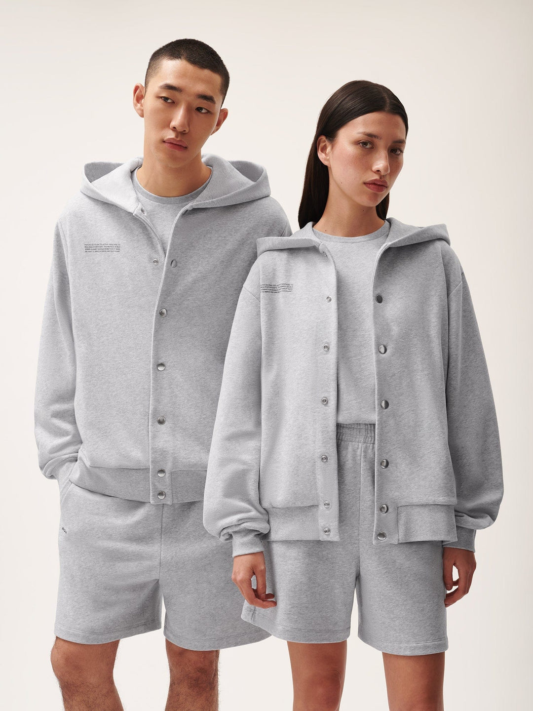 Mens 365 Midweight Snap Button Hoodie—grey marl