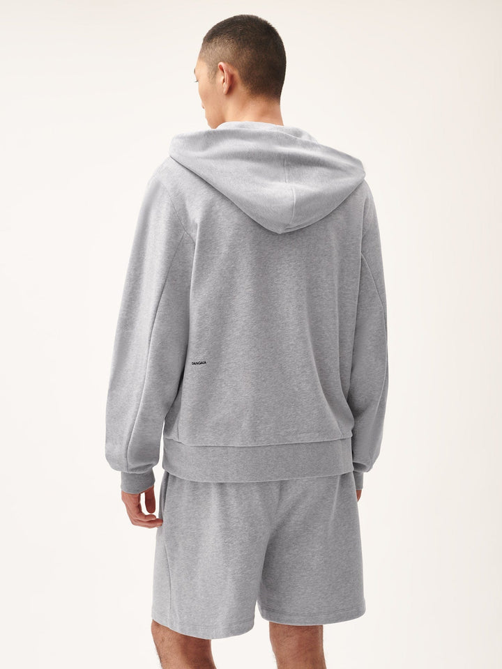 Mens 365 Midweight Snap Button Hoodie—grey marl