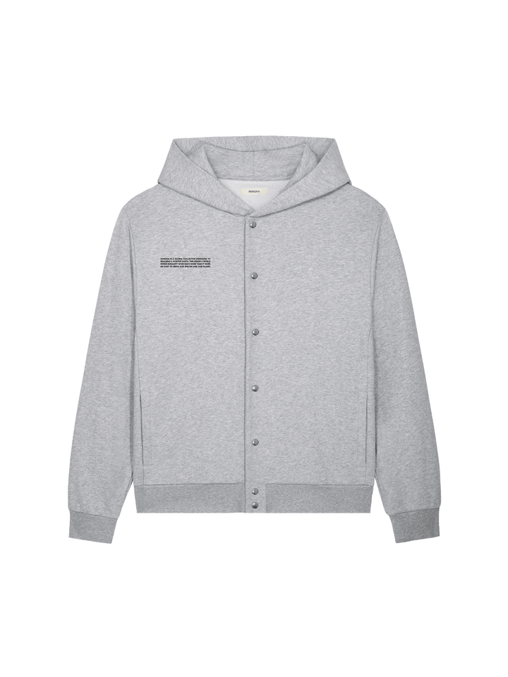 Mens 365 Midweight Snap Button Hoodie—grey marl