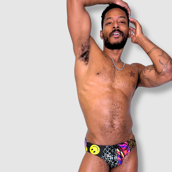 the 'mixed print' swim brief