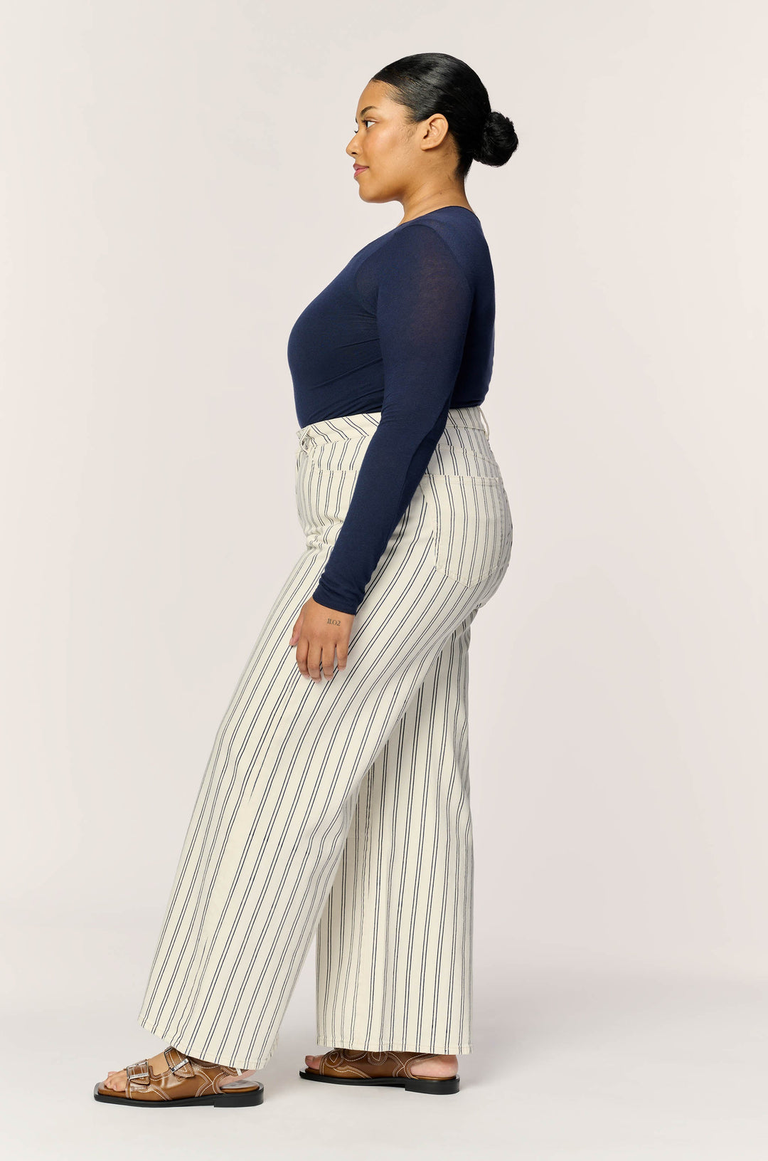 NCE PLUS - RELAXED WIDE LEG JEANS | STRIPED CLOUD
