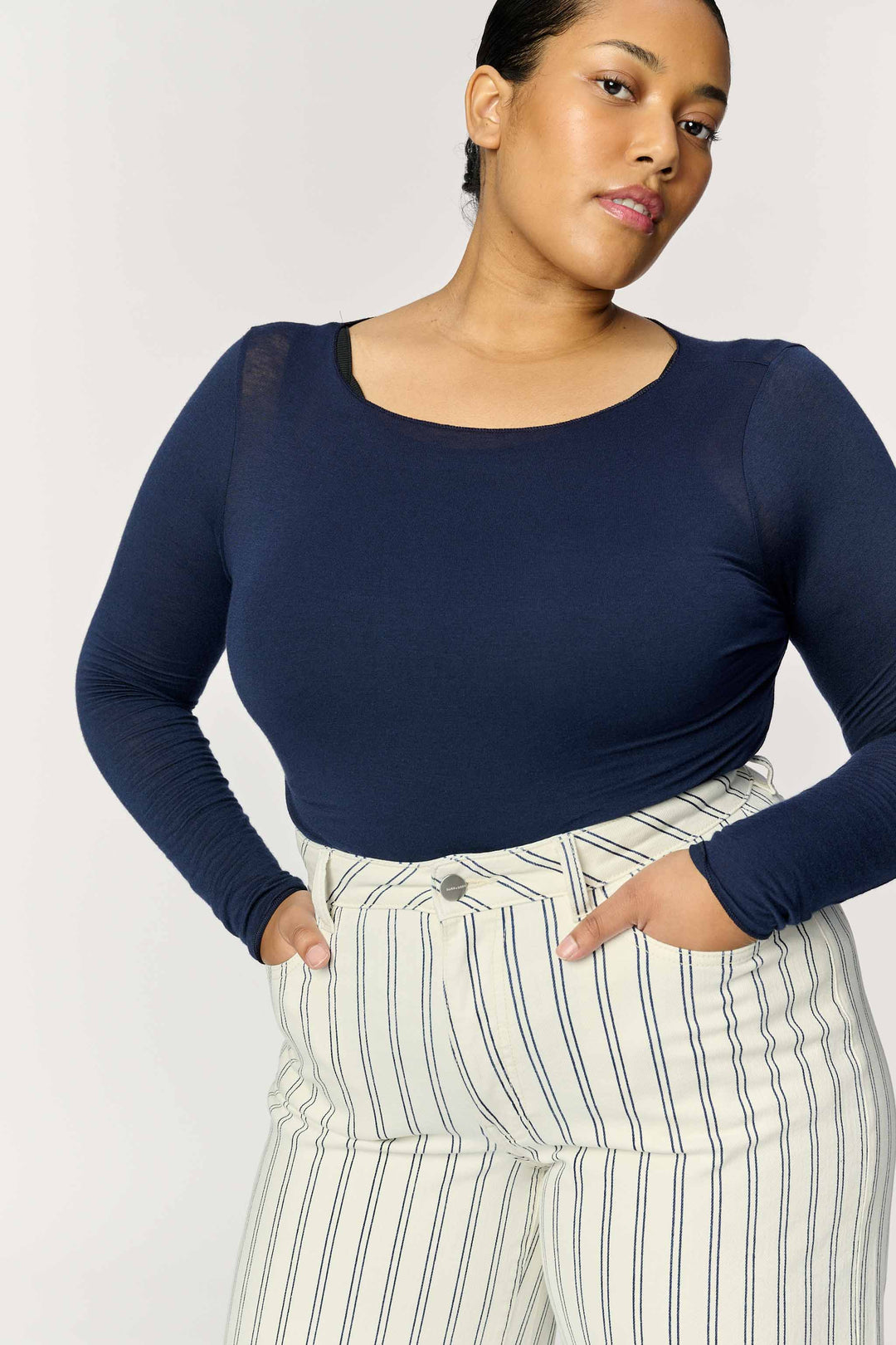 NCE PLUS - RELAXED WIDE LEG JEANS | STRIPED CLOUD