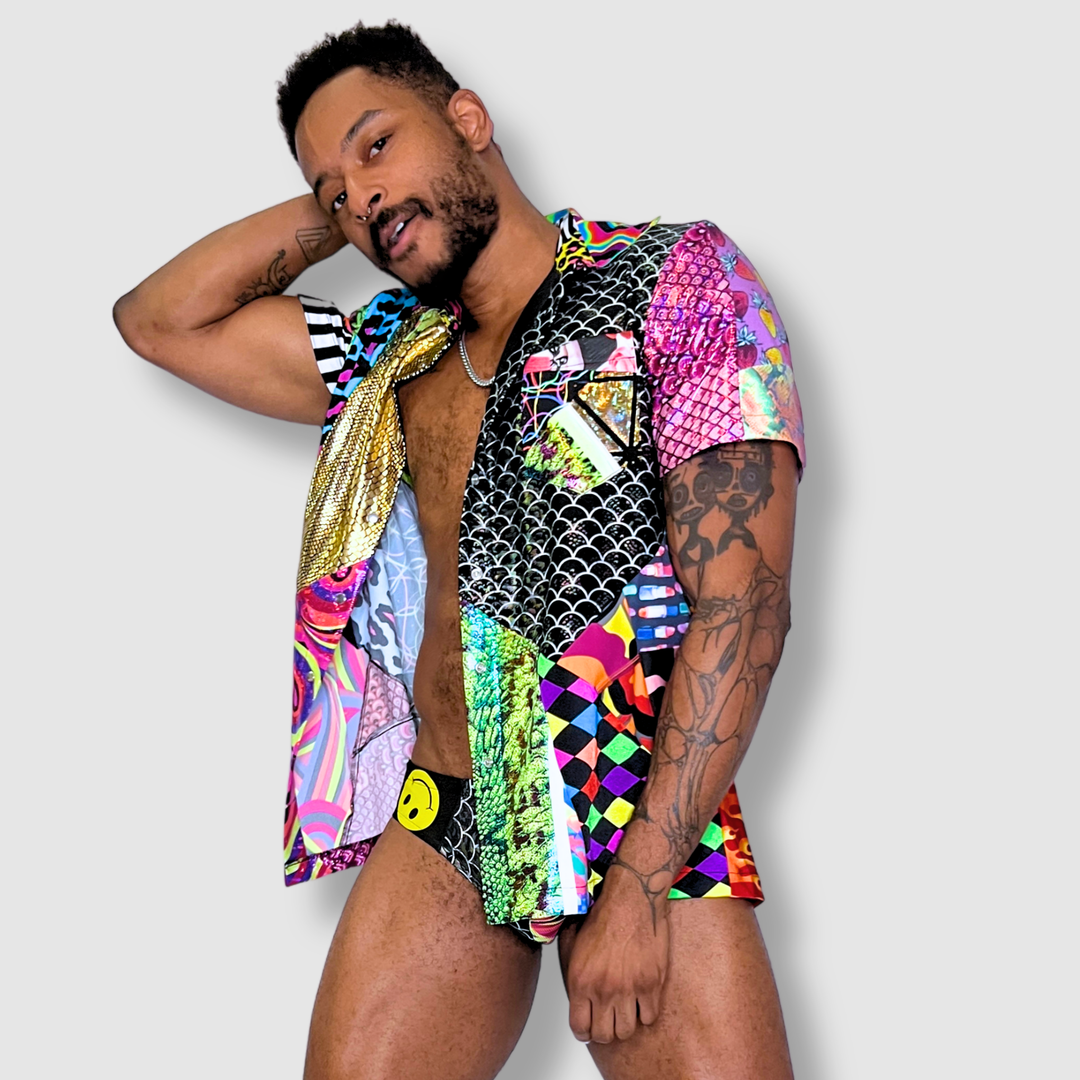 the 'mixed print' short sleeve button-down