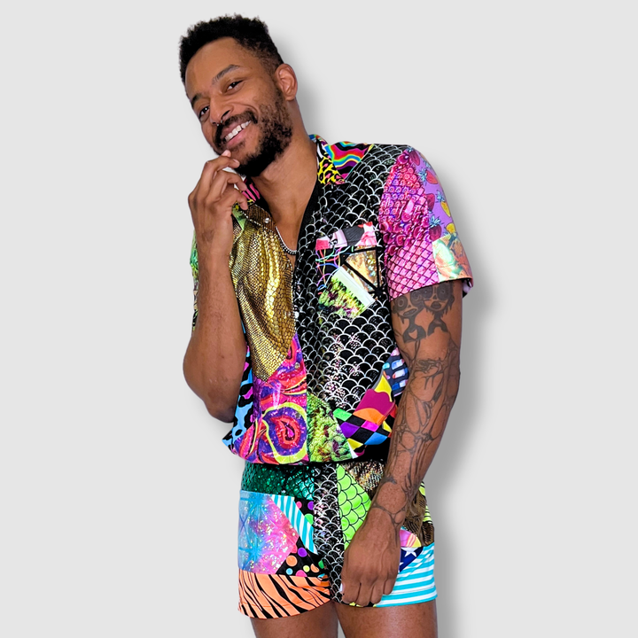 the 'mixed print' short sleeve button-down