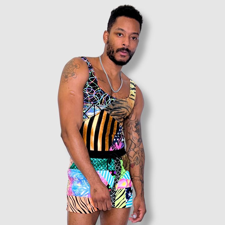 the 'mixed print' one-piece