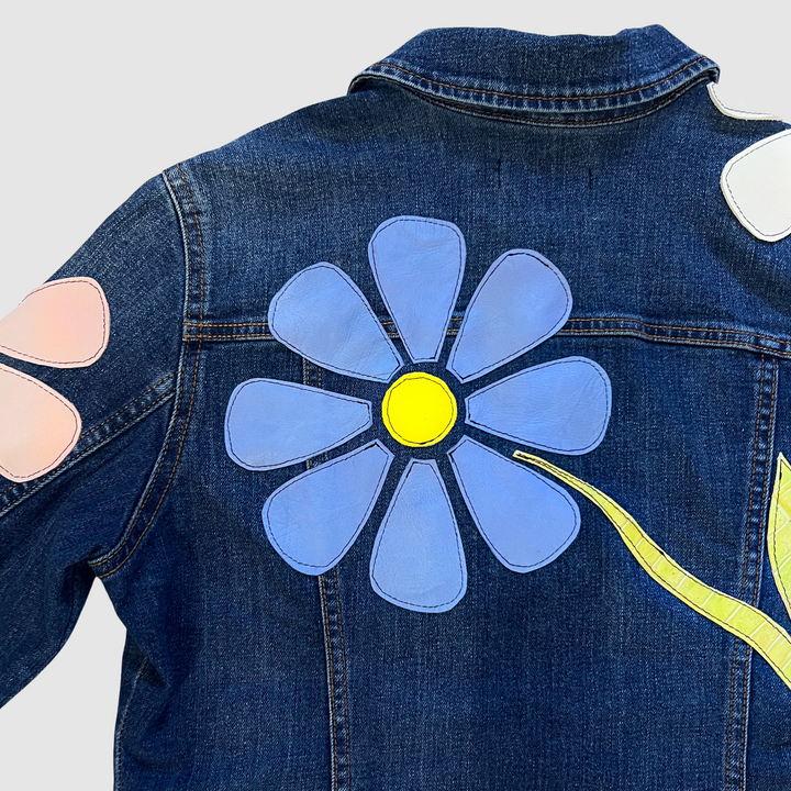 denim 'leather daisies' jacket
