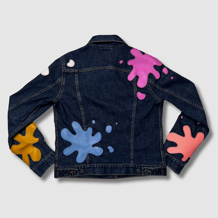 denim 'paint splat' jacket