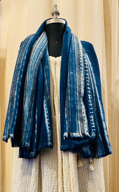 Indigo, Vintage handloomed scarf