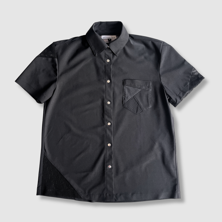 the 'black + mesh' short sleeve button-down