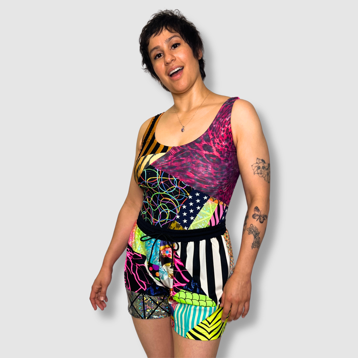 the 'mixed print' one-piece