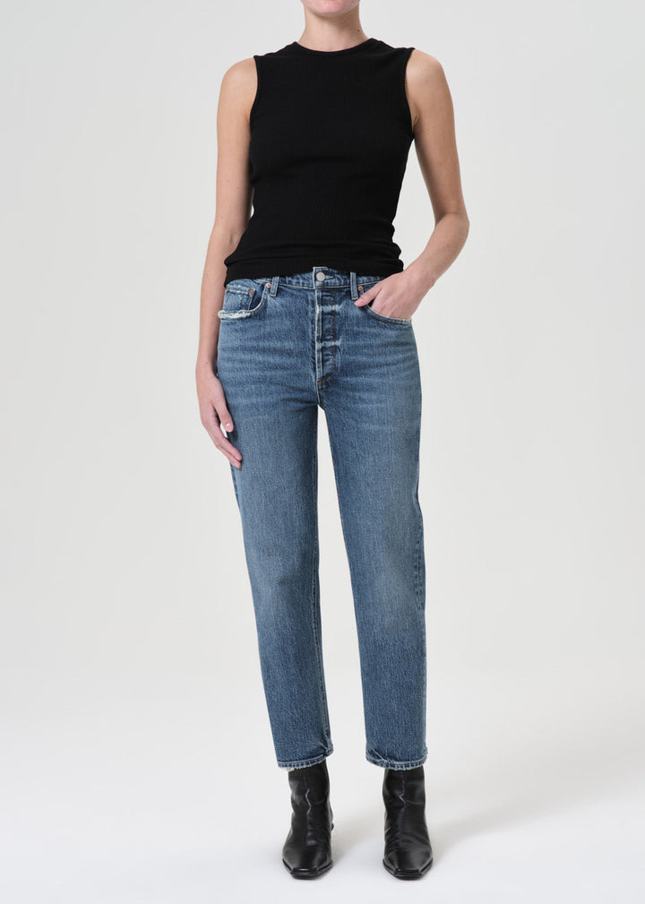 Riley High Rise Straight Crop (STRETCH) in Moor