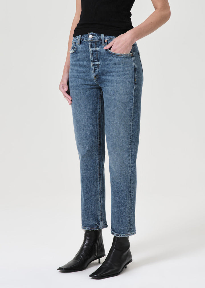 Riley High Rise Straight Crop (STRETCH) in Moor
