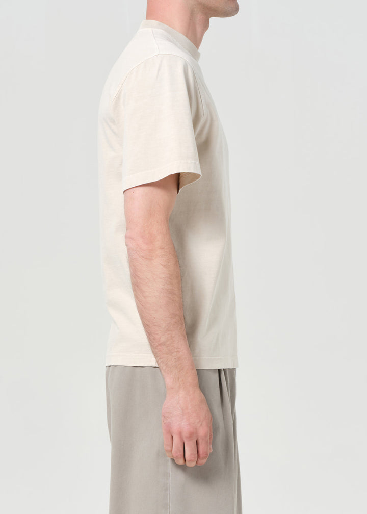 Asha Mock Neck Tee in Brown Rice